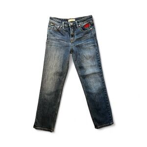 Free People Straight Leg Jeans Rose Embroidered Flower Y2K